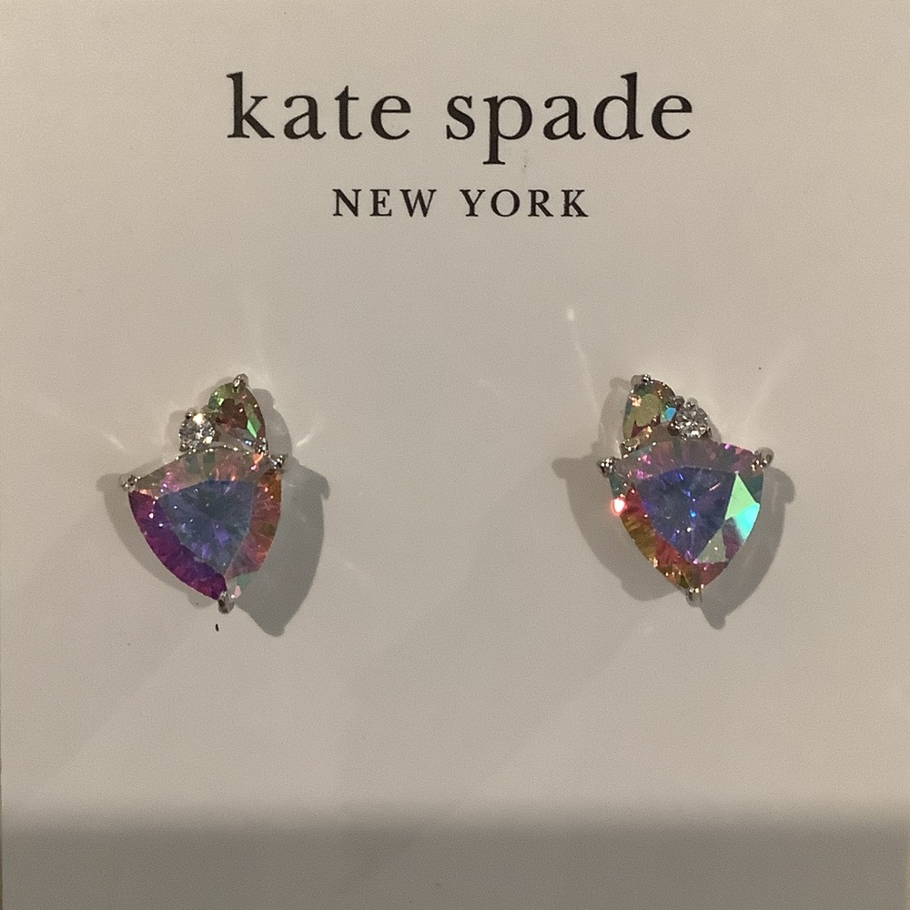 kate spade Multicolor Iridescent Triangle Stud Earrings, Brand New